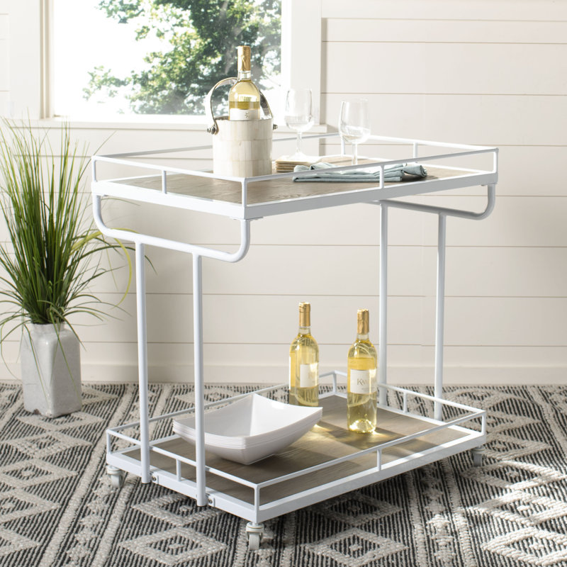 Evelee Metal Bar Cart, White