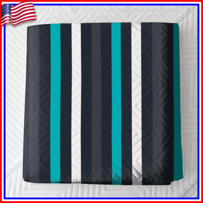 Blue Black Stripes Quilted Bedspread All Sizes