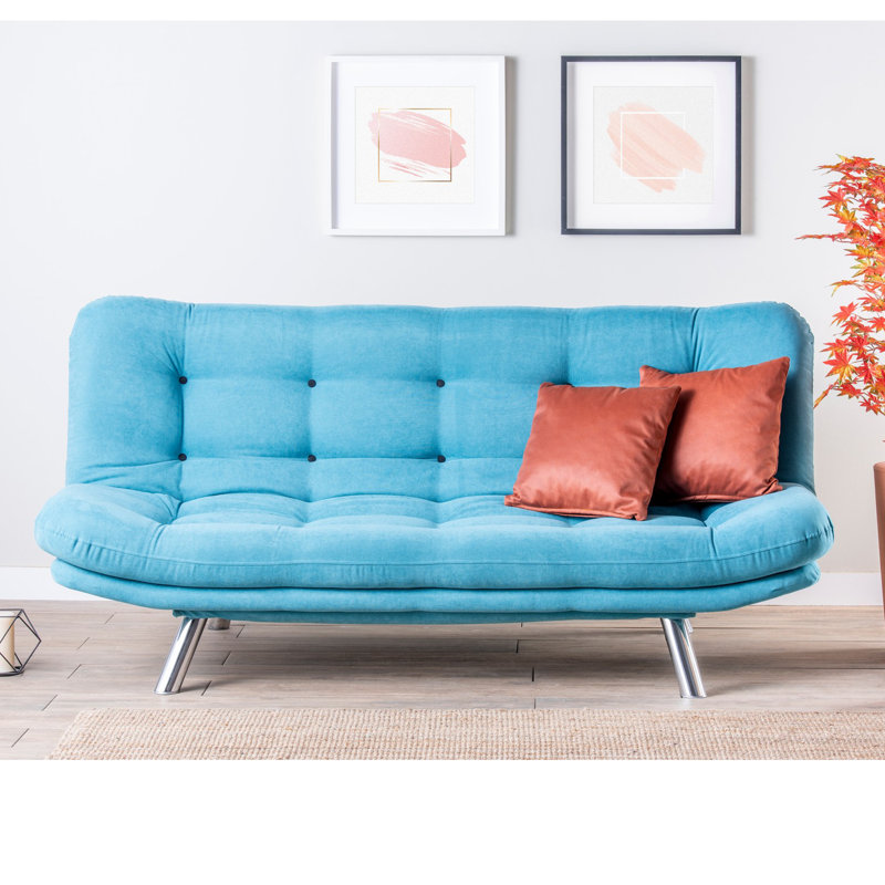Canapé sans accoudoirs 23 po, Velours turquoise