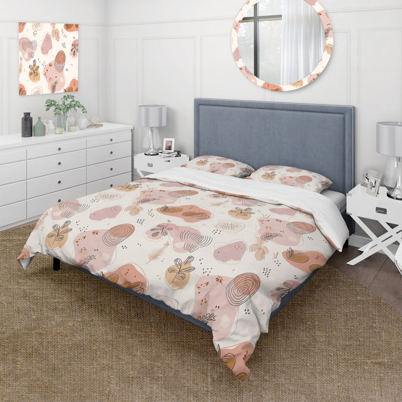 Ensemble de housse de couette rose Boho Circles III - Boho, Housse de couette pour grand lit et 2 taies décor
