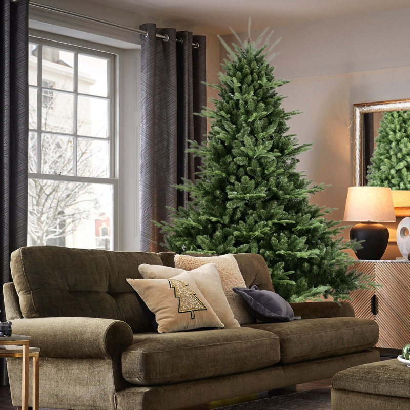 Arbre de Noël pleine forme avec pointes - aiguilles mixtes Pe / Pvc, base large pour les grands espaces, structure à charnières pour une installation facile, support en métal pour un soutien solide *