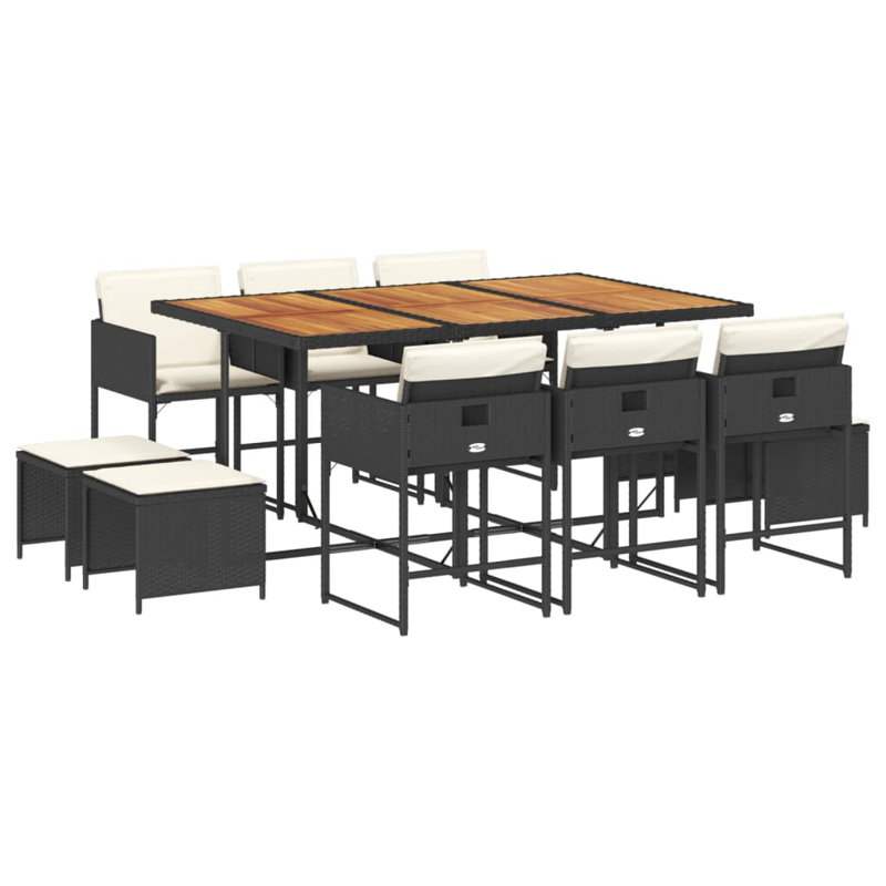 Ensemble repas avec coussins Hokku Designs, Blanc / noir, 10