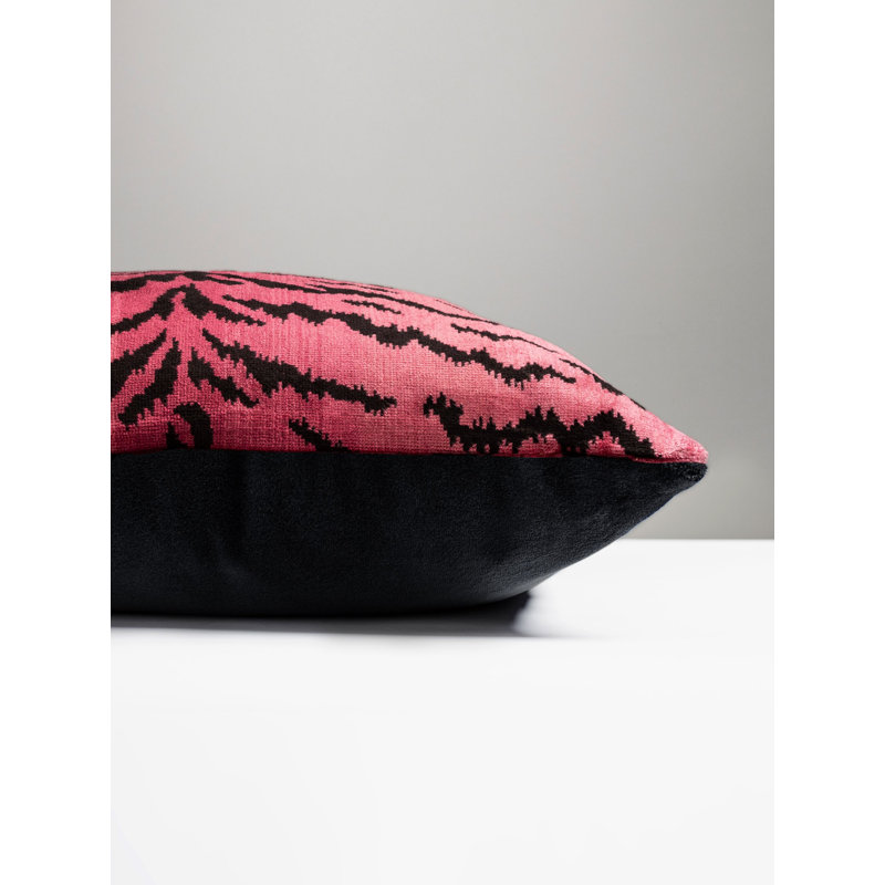 Wild Glamour Silk Pillow Cover & Insert, Blue/Black/Black Animal Print, 14" H x 22" W x 6" D