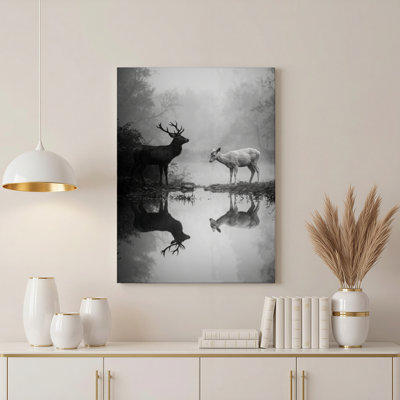 Art mural sur toile Gallery Wrap pour le salon, la chambre à coucher, le bureau ou le vestibule - Décoration murale décorative avec reflet de cerf