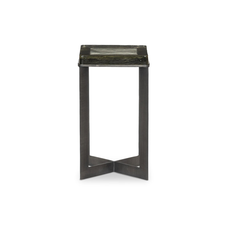 Lennie End Table, Dark Brass, Clear