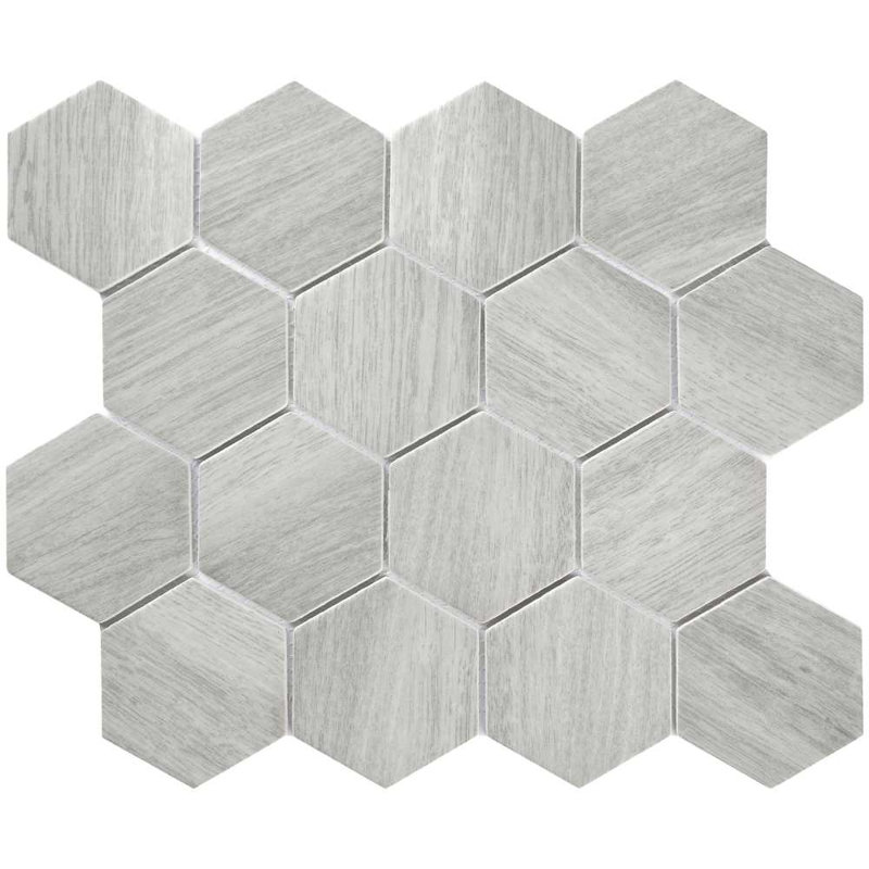 Carreau de mosaïque en verre recyclé mat 3 po x 3 po Daintree, Cendre