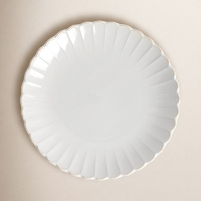 French Perle Scallop White 11" Dinner Plate
