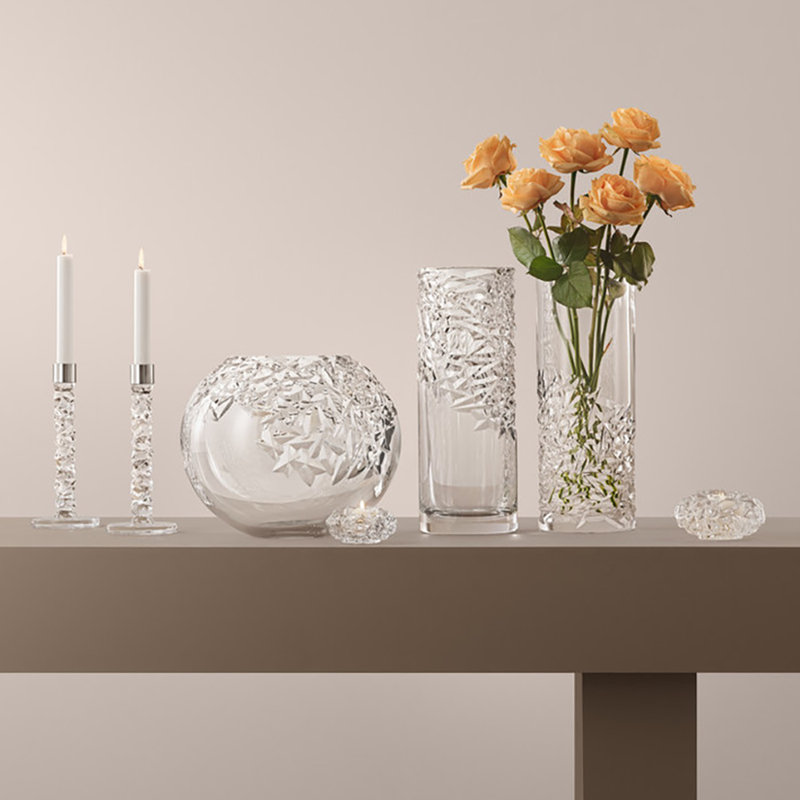 Carat Crystal and Chrome Tabletop Candlestick Set