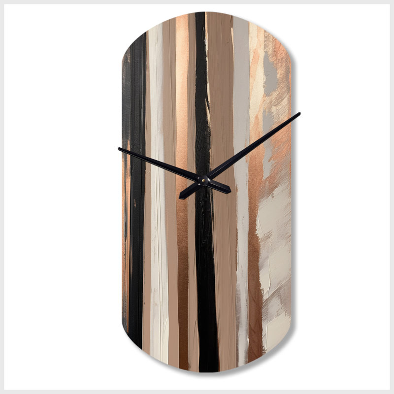 Brun et noir - Au-delà des limites IV - Horloge murale cylindrique abstraite, impression d'horloge asymétrique brune, Grand