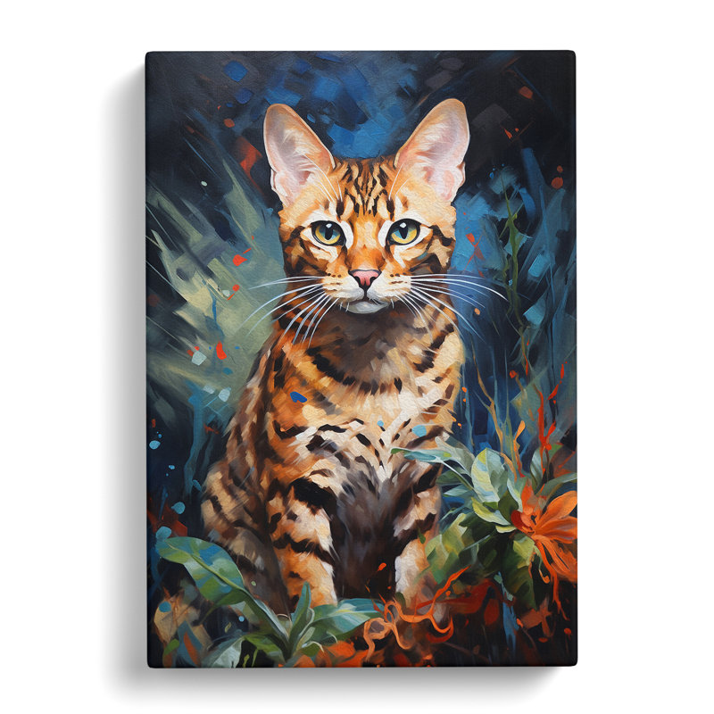 Bengal Cat Action Painting No.2 - Print, 50cm H x 35cm W x 3cm D