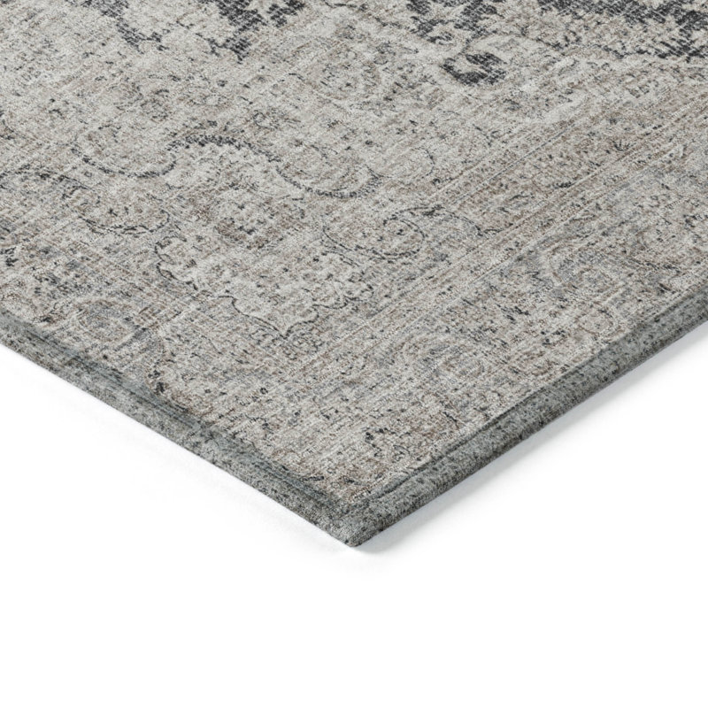 Tapis d'intérieur et d'extérieur lavable noir et ivoire HomeRoots 8 pi x 10 pi