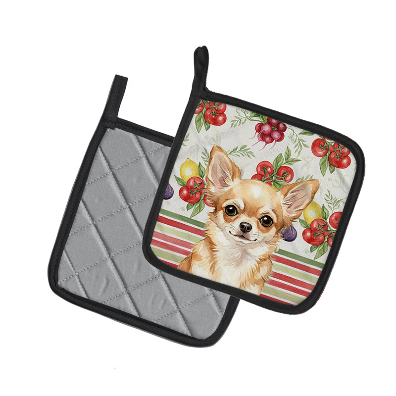 Paire de supports à casseroles fauve Chihuahua