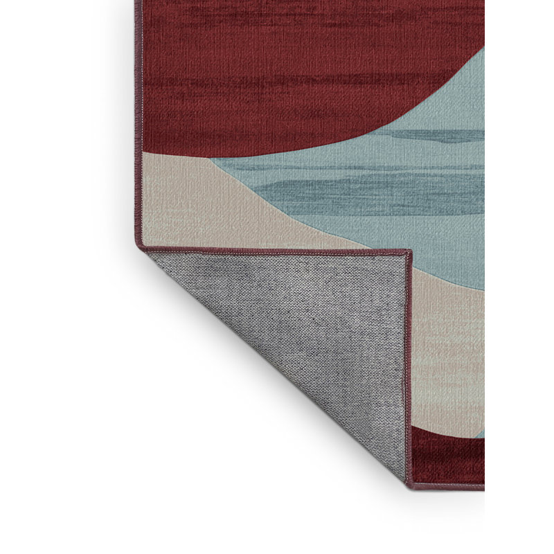 Tapis rouge aquarelle lavable à la machine, Rectangulaire 2 pi x 3 pi
