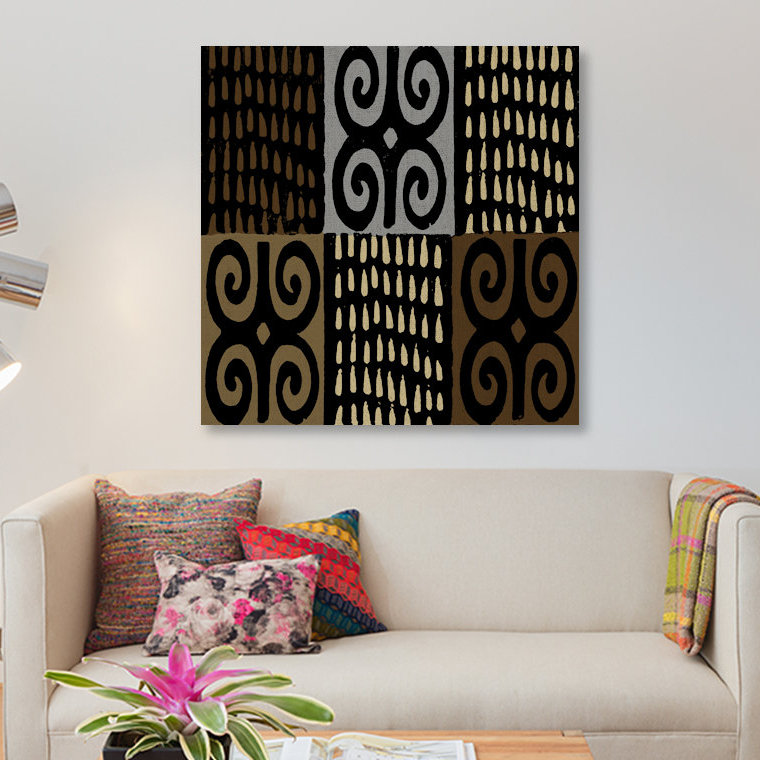 « mudcloth geometric design v », reproduction d’impression sur toile, H 26 po x l 26 po x P 1,5 po, Toile tendue