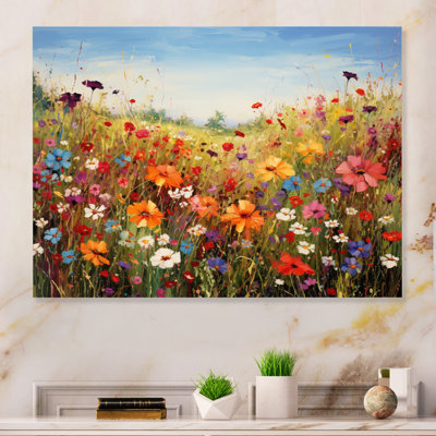 Fleurs sauvages colorées Meadow Blooms I - impression sur métal