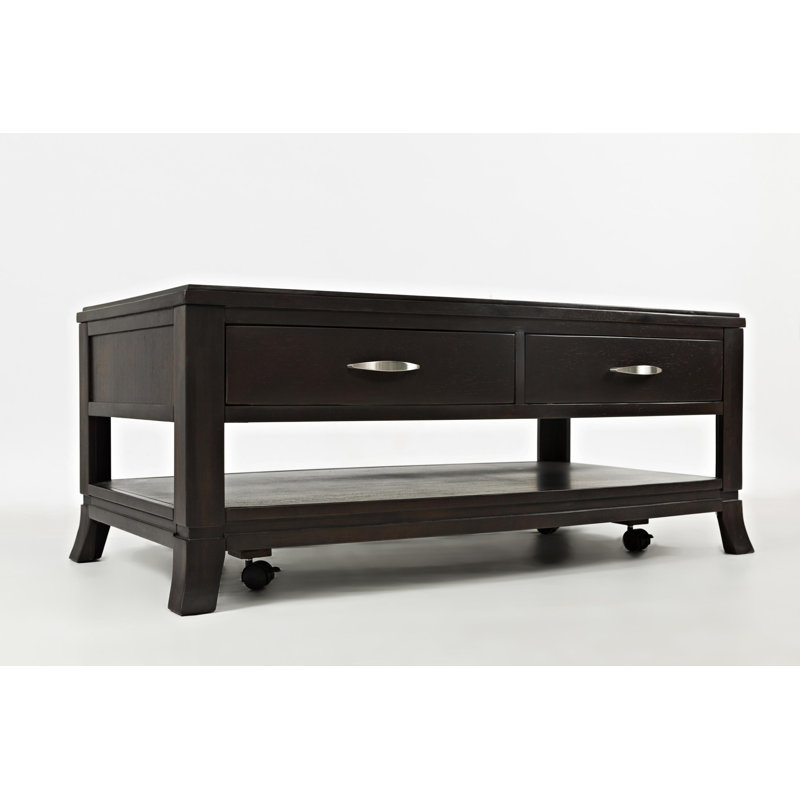 Table basse en bois massif avec rangement Danforth