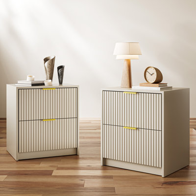 Table de chevet avec 2 tiroirs (ensemble de 2)