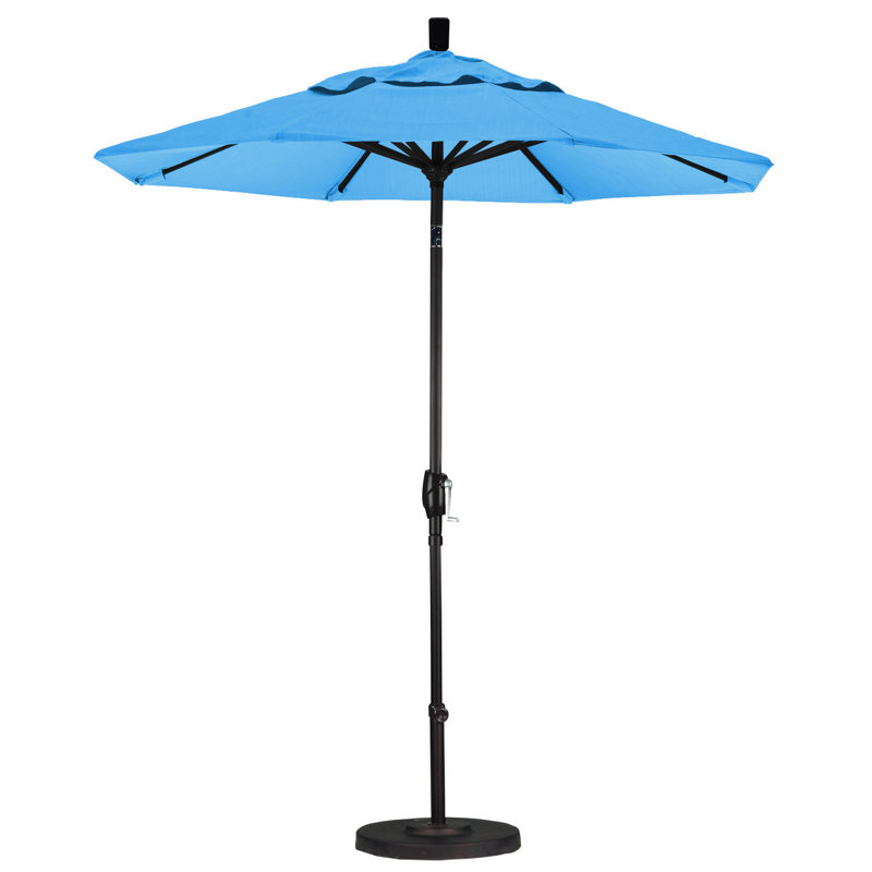 Parasol de marché 7,5', Toile toile Sunbrella® bleu ciel, Sunbrella®, Noir