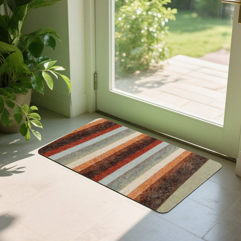 Earth Tone Striped Doormat, 24 x 36, for Front Door