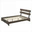Lit plateforme double profil bas de style chambre à coucher, style rustique contemporain, fabrication en bois massif avec finition brun chaud