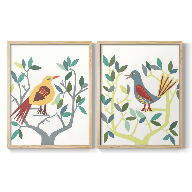 WhittyBird III - reproduction encadrée de qualité supérieure - prête à être accrochée - aucun clou requis - aucun clou requis