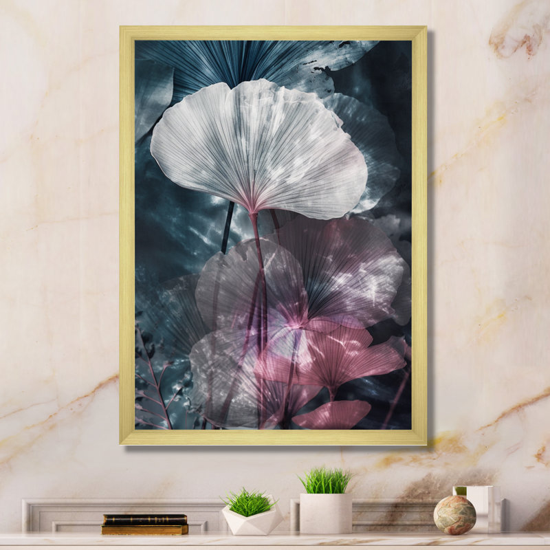 Feuilles de ginkgo tropical I - impression, H 40 po x l 30 po x P 1,5 po, Encadrement doré