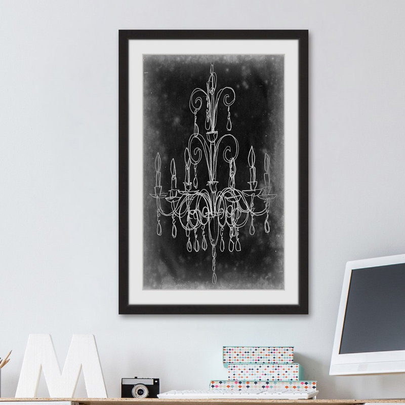 « tableau noir lustre ii », reproduction d’art encadrée, H 18 po x l 12 po