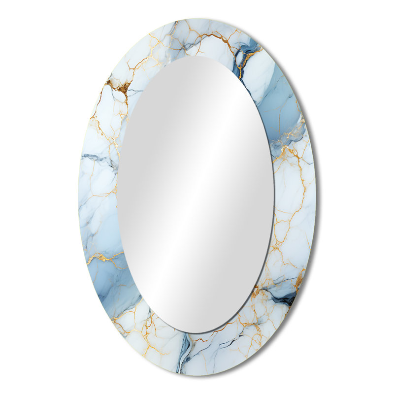 Serene Elegance Marble Motif - Miroir mural ovale moderne, H 36 po x l 24 po