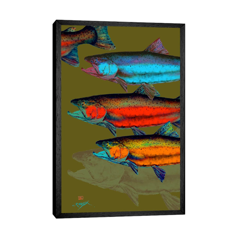 Multi-Colored Fish by Dean Crouser - Print on Canvas, 66.04 cm H x 45.72 cm W, Black Framed