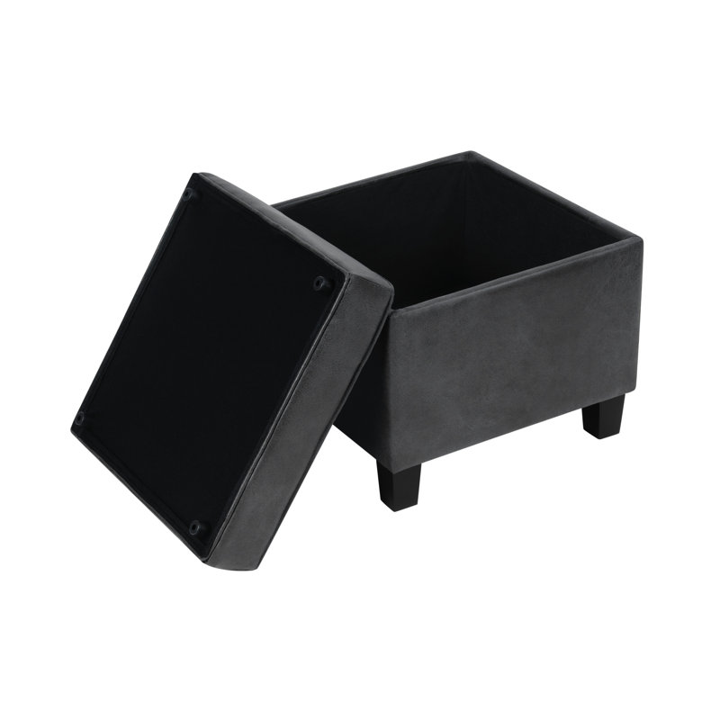 Andrimont Faux Leather Ottoman, Gray