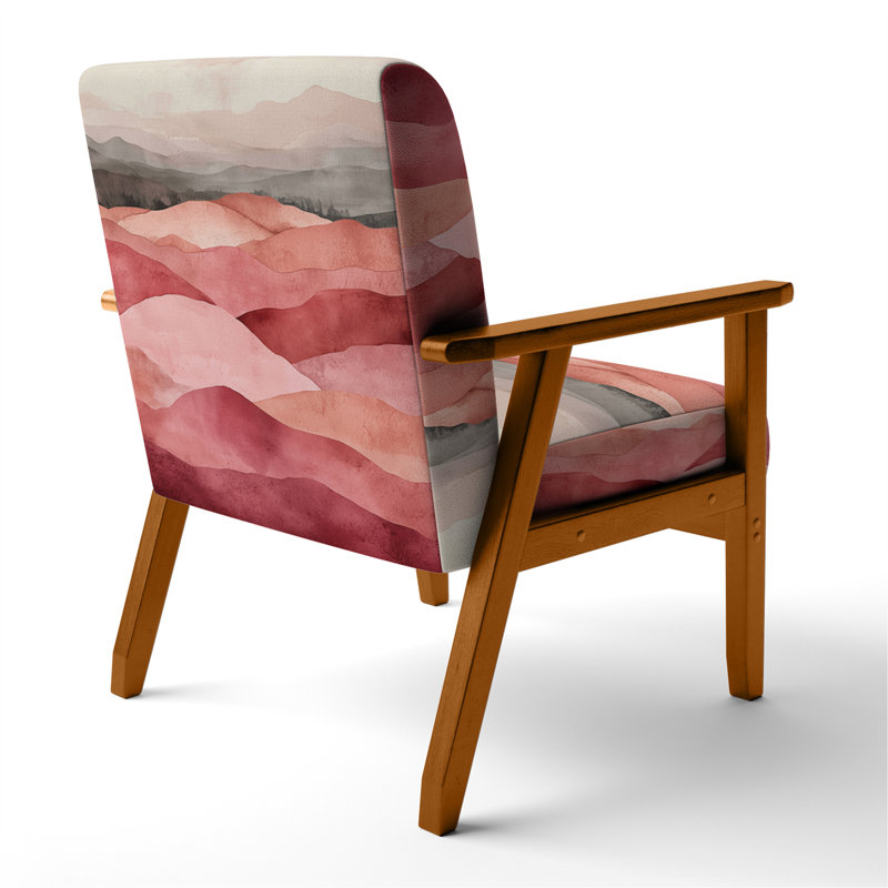 Chaise rembourrée Abstract Landscape, Accoudoirs carrés bruns
