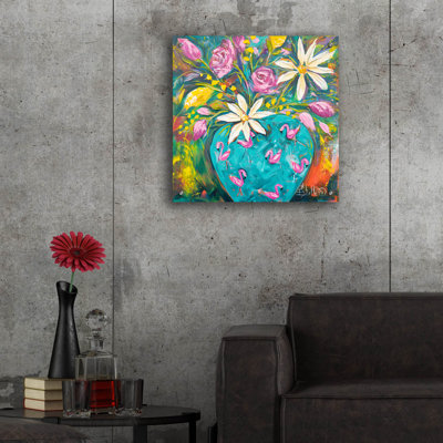 «Flamingo Vase» par Estelle Grengs, art mural en verre acrylique