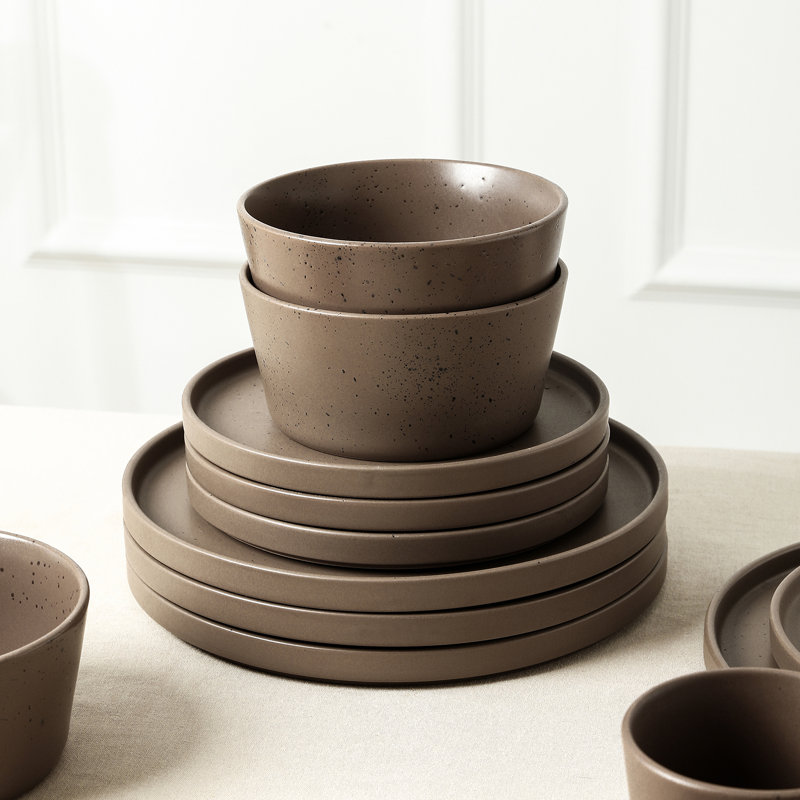 Celina Dinnerware Set, Brown, 16
