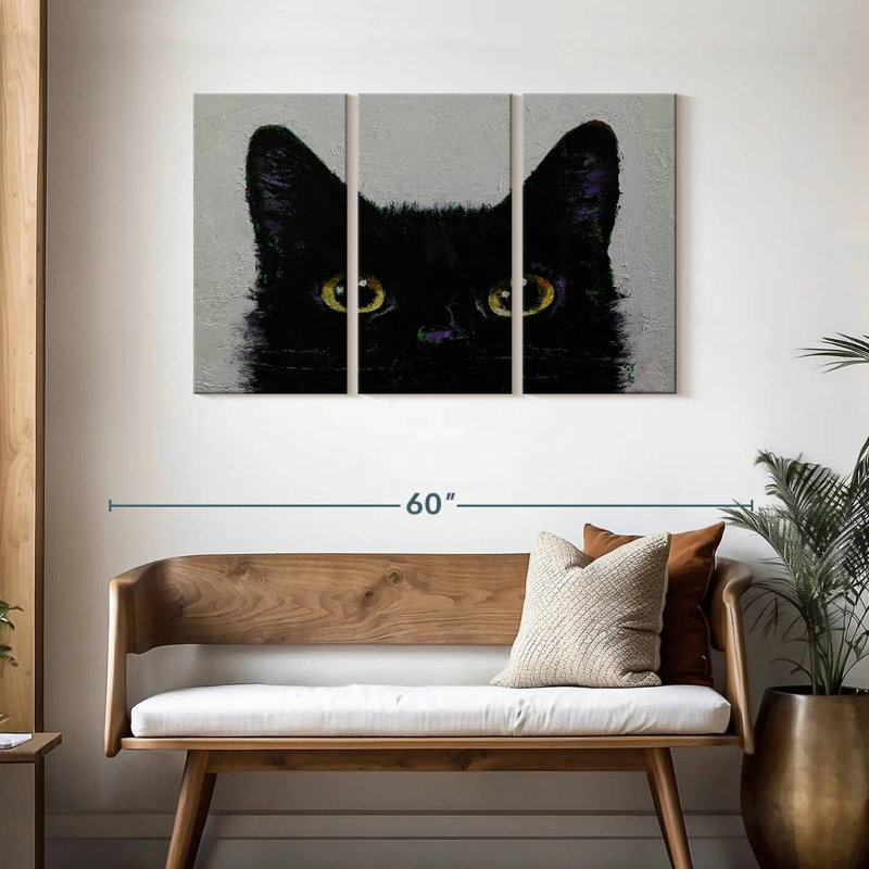 Black Cat Peeking, 28" H x 45" W