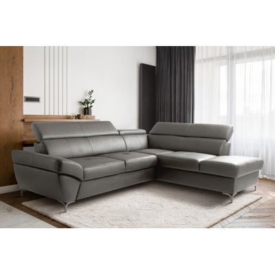Canapé-lit modulaire en cuir italien avec lit escamotable, rangement et appuis-tête réglables Roma