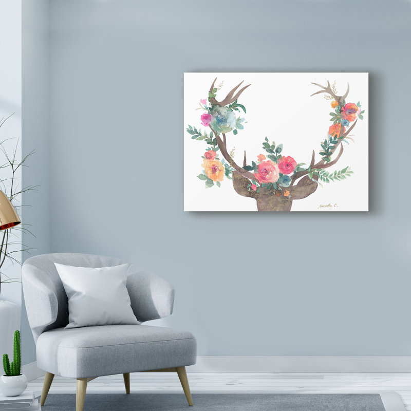 « wild child cerf », art sur toile, H 14 po x l 19 po x P 2 po
