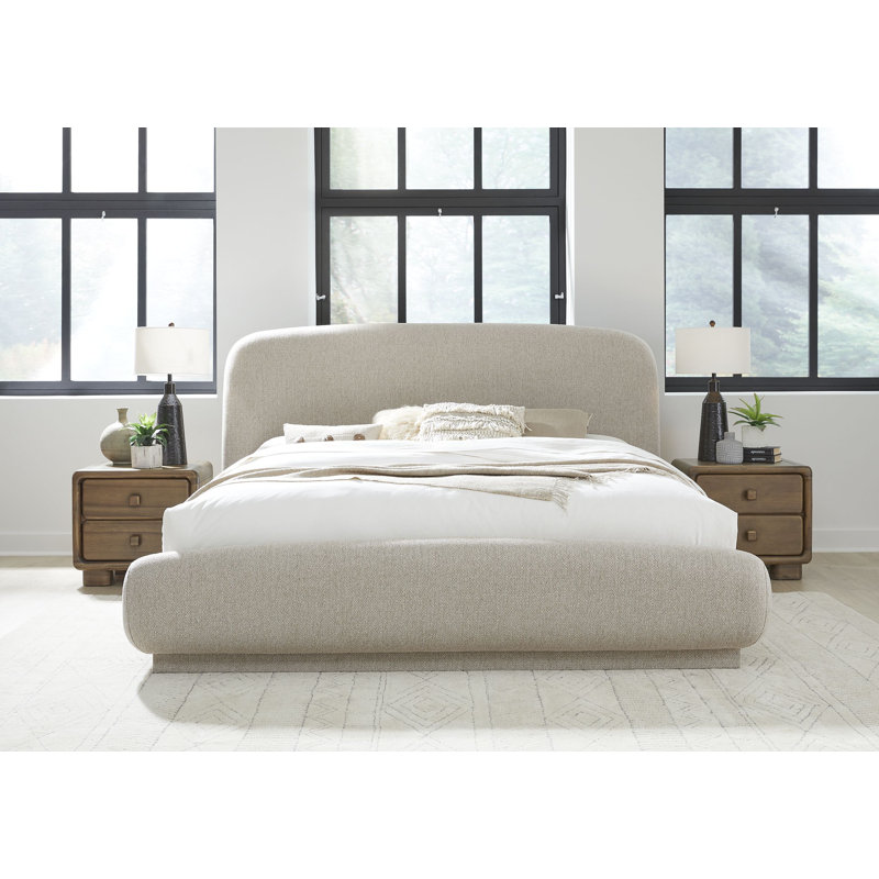 Tirimbina Chenille Upholstered Platform Bed In Hyena, California King