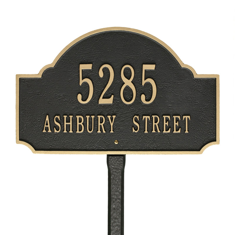 Fitzwilliams 2-Line Lawn Address Sign, Black/Gold, Yes