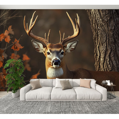 Papier peint adhésif de chasse Chasse au chevreuil, Camo, animaux de la ferme de style occidental, peintures murales brunes, H 100 po x l 144 po, papier peint amovible en PVC, peinture murale auto-adhésive, décoration pour homme, chambre à coucher, salon