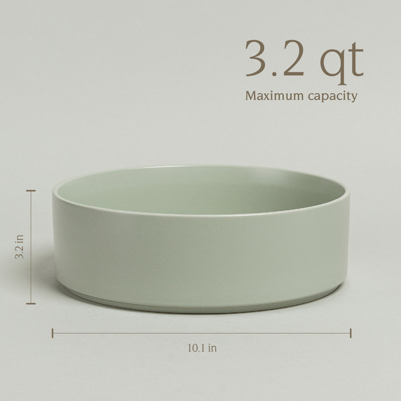 Over&Back Stackable Semi Hand-Finished Stoneware Serving Bowl, Sage Green