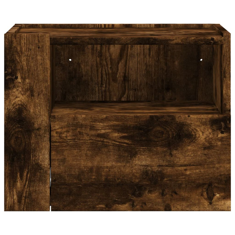 Prisilla 45cm W Manufactured Wood Bedside Table, Smoked Oak