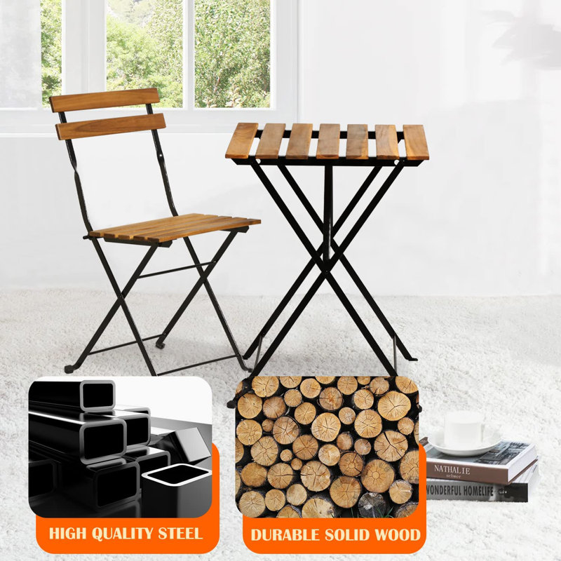 Marniqua 2-Person Patio Dining Set with Square Table, Outdoor Bistro Table and Chairs Set for Balcony, Garden, Patio and Small Space Dining