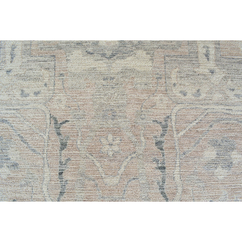 Hand Knotted Wool Geometric Area Rug in Ivory/Gray/Blue, Rectangle 8' x 10'