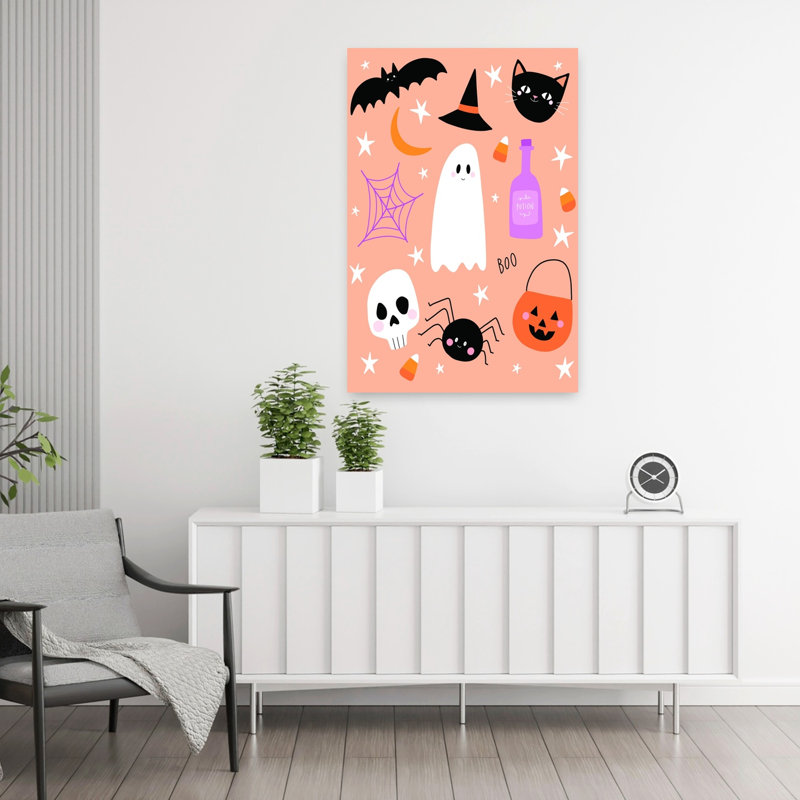 Halloween's Favorite Things, art mural abstrait fantaisiste coloré, H 36 po x l 24 po