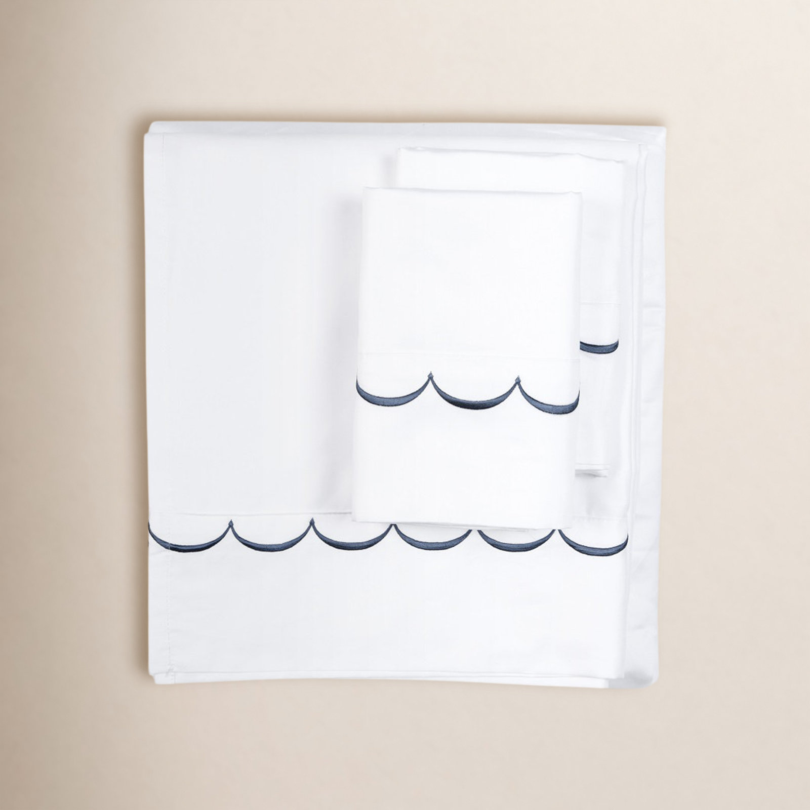 Camillo Cotton Sheet Set, Queen Sheet Set + Fitted Sheet + 2 Pillowcases, Navy