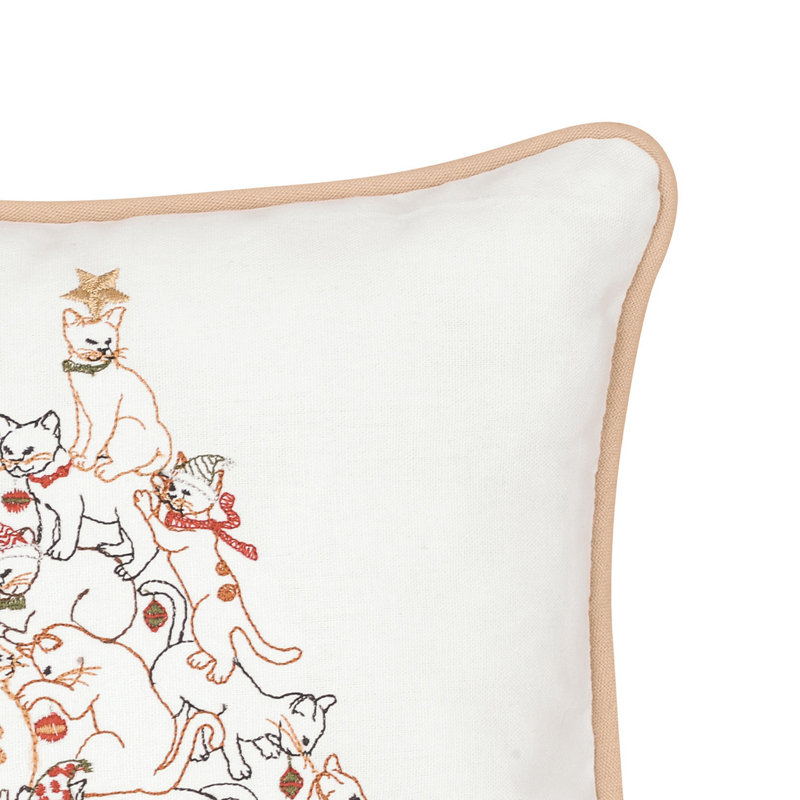 Cat Tree Embroidered Christmas Holiday Throw Pillow