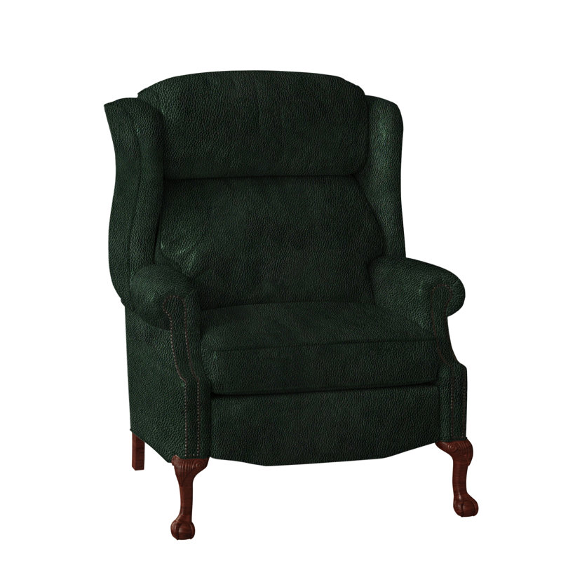 Fauteuil inclinable en cuir Maxwell, Cuir véritable vert forêt d'Anilina, Acajou, Électrique