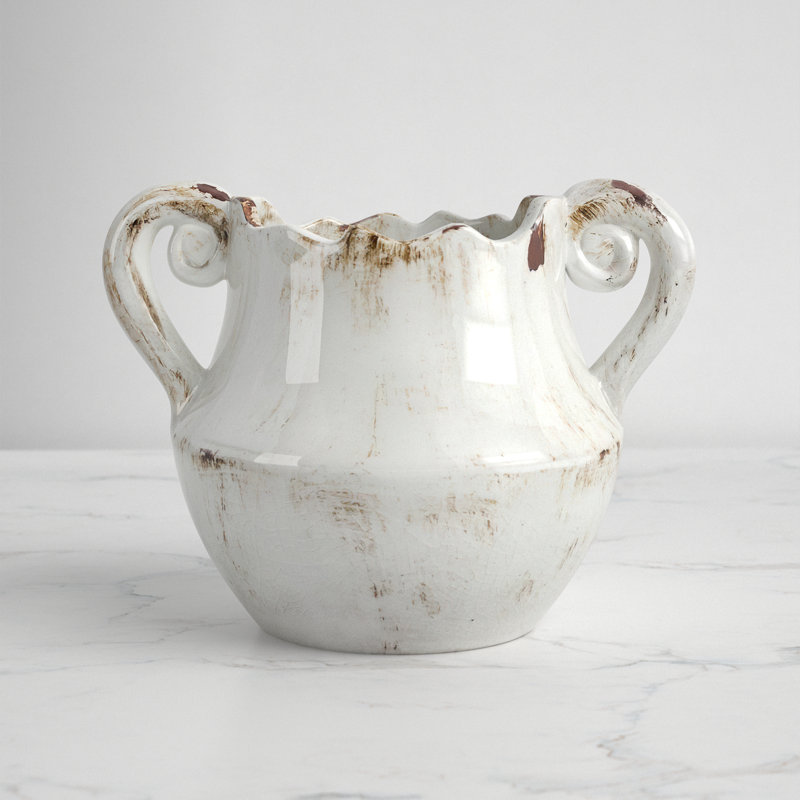 Asllan White 7" Ceramic Table Vase