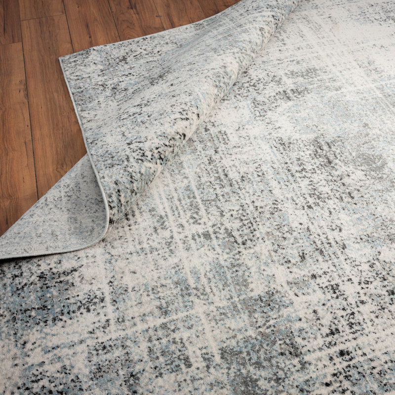 Abstract Area Rug in Grey, Rectangle 2' x 3'