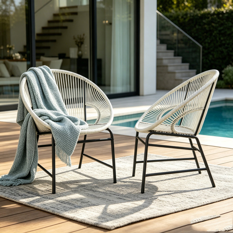 Patio Wicker Chair Set, White